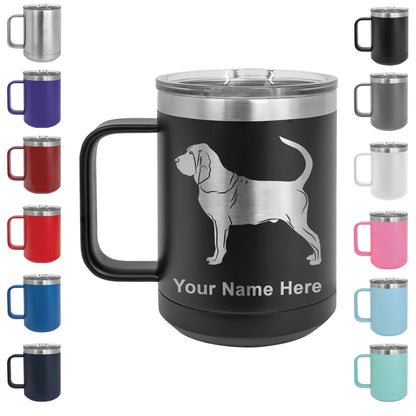 15oz Vacuum Insulated Coffee Mug, Bloodhound Dog, Personalized Engraving Included