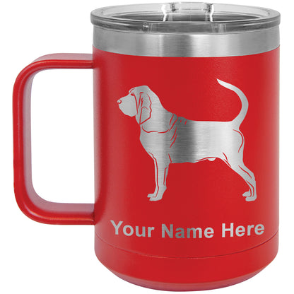 15oz Vacuum Insulated Coffee Mug, Bloodhound Dog, Personalized Engraving Included