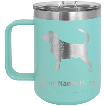 15oz Vacuum Insulated Coffee Mug, Bloodhound Dog, Personalized Engraving Included