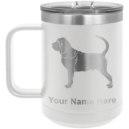 15oz Vacuum Insulated Coffee Mug, Bloodhound Dog, Personalized Engraving Included