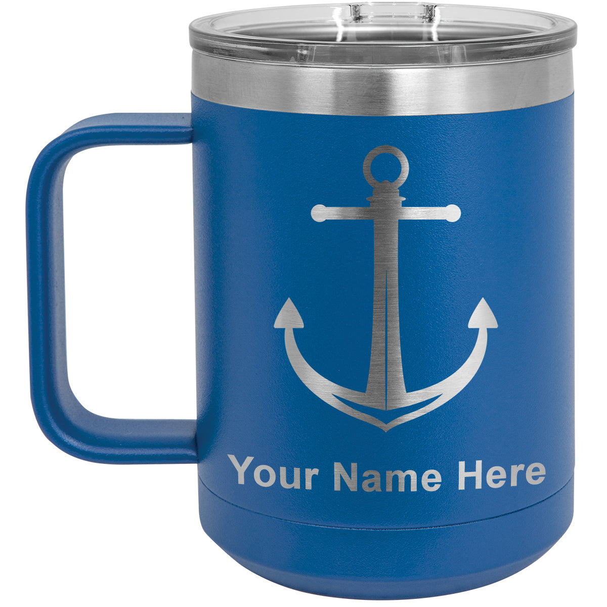 15oz Vacuum Insulated Coffee Mug, Boat Anchor, Personalized Engraving Included