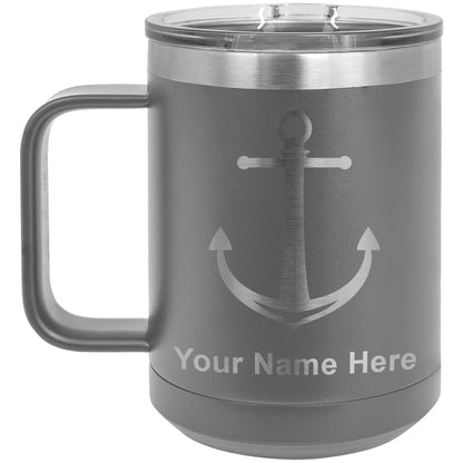 15oz Vacuum Insulated Coffee Mug, Boat Anchor, Personalized Engraving Included