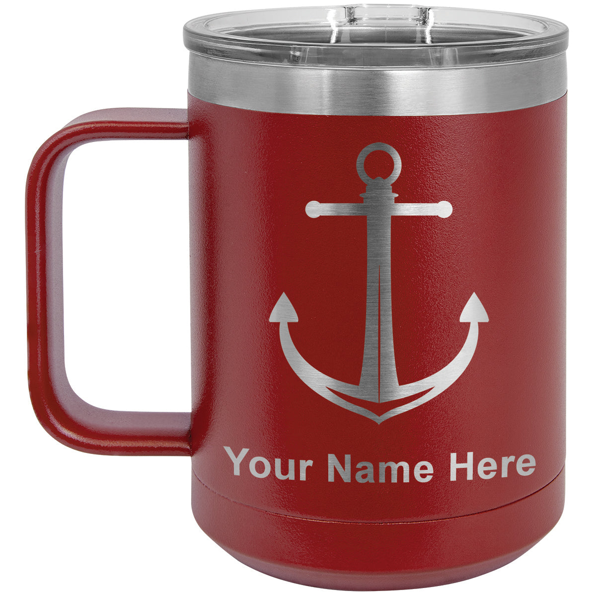15oz Vacuum Insulated Coffee Mug, Boat Anchor, Personalized Engraving Included