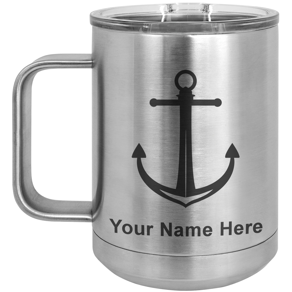 15oz Vacuum Insulated Coffee Mug, Boat Anchor, Personalized Engraving Included