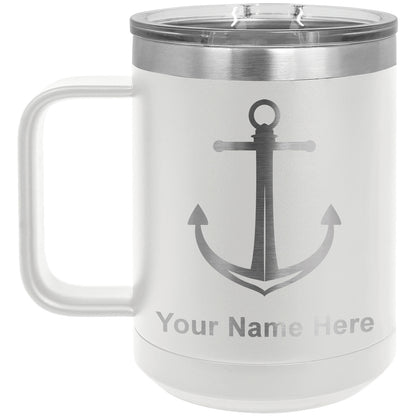 15oz Vacuum Insulated Coffee Mug, Boat Anchor, Personalized Engraving Included