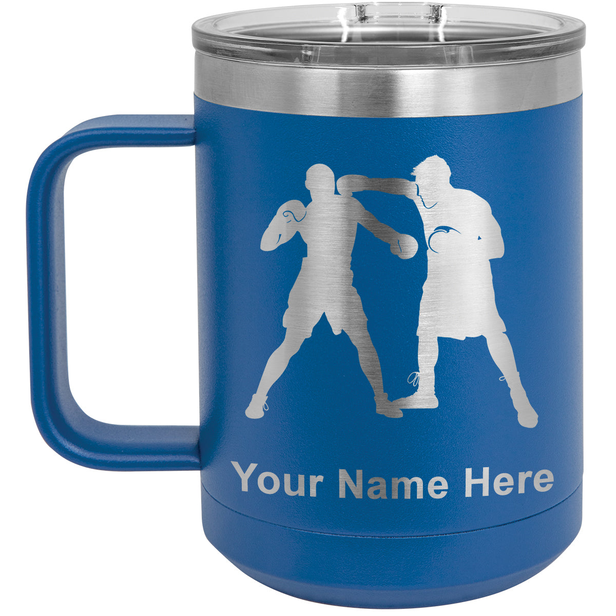 15oz Vacuum Insulated Coffee Mug, Boxers Boxing, Personalized Engraving Included