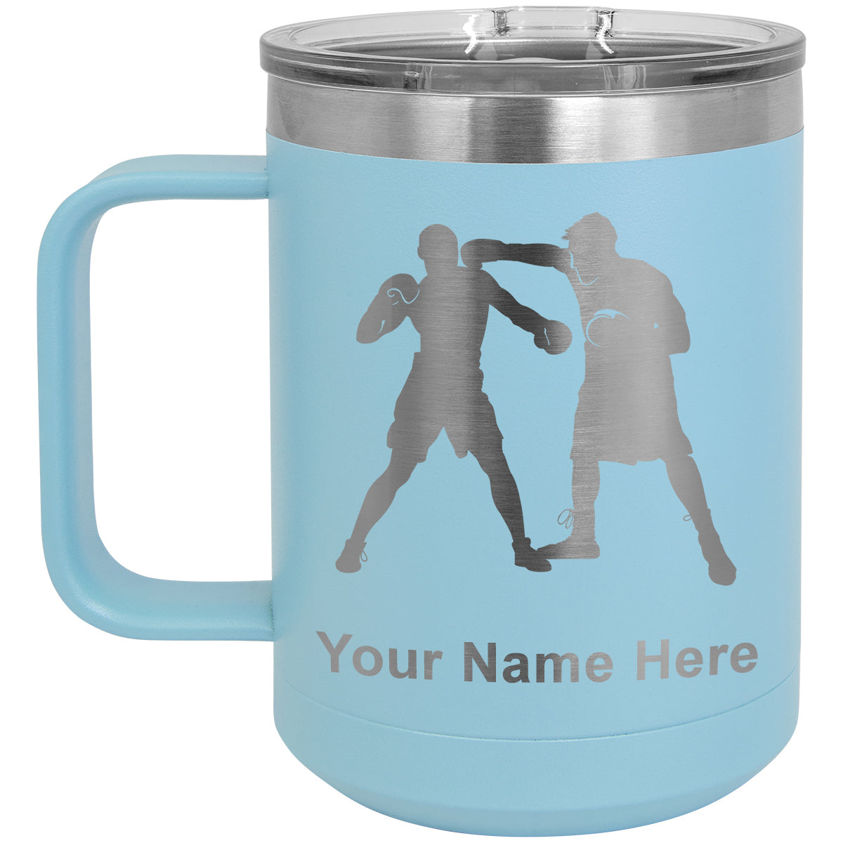15oz Vacuum Insulated Coffee Mug, Boxers Boxing, Personalized Engraving Included