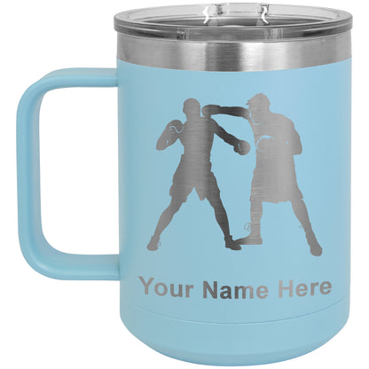 15oz Vacuum Insulated Coffee Mug, Boxers Boxing, Personalized Engraving Included