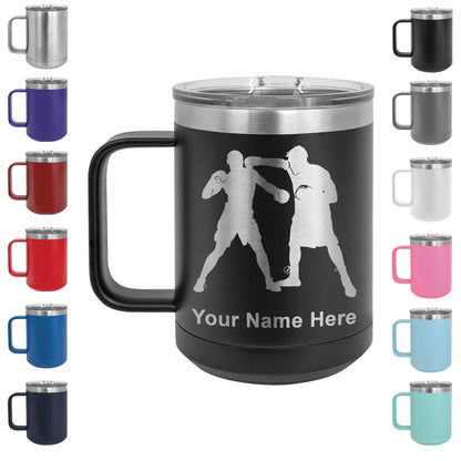15oz Vacuum Insulated Coffee Mug, Boxers Boxing, Personalized Engraving Included
