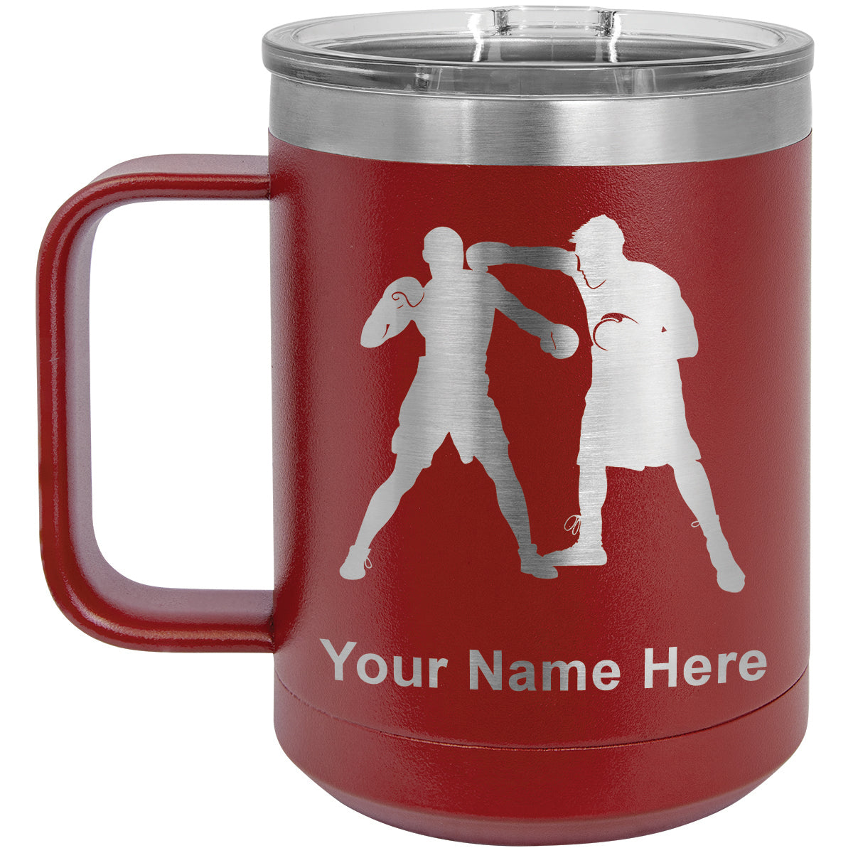 15oz Vacuum Insulated Coffee Mug, Boxers Boxing, Personalized Engraving Included