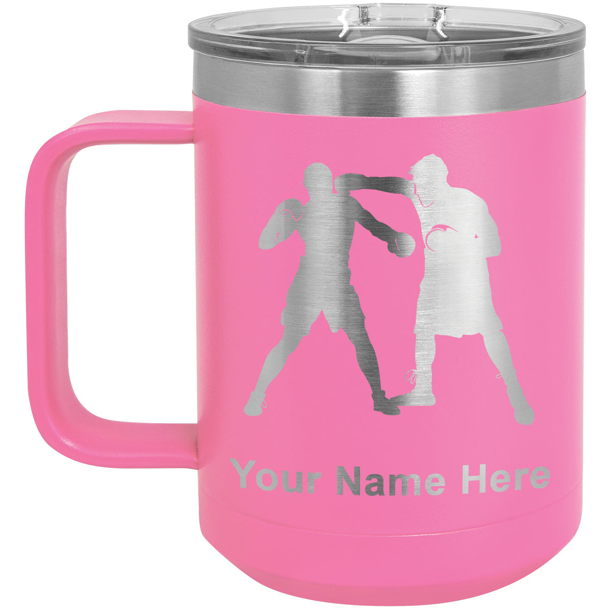 15oz Vacuum Insulated Coffee Mug, Boxers Boxing, Personalized Engraving Included