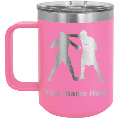 15oz Vacuum Insulated Coffee Mug, Boxers Boxing, Personalized Engraving Included
