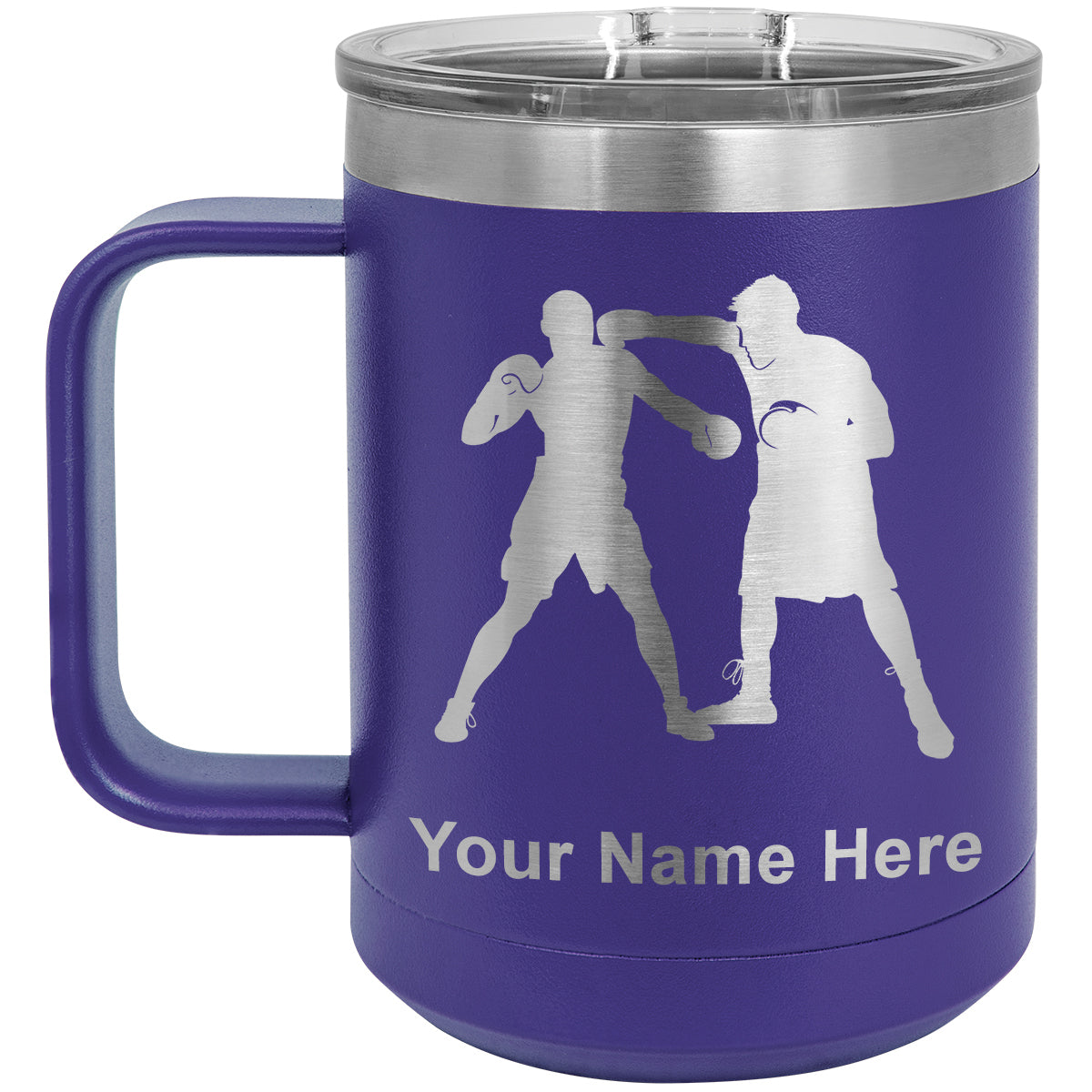 15oz Vacuum Insulated Coffee Mug, Boxers Boxing, Personalized Engraving Included