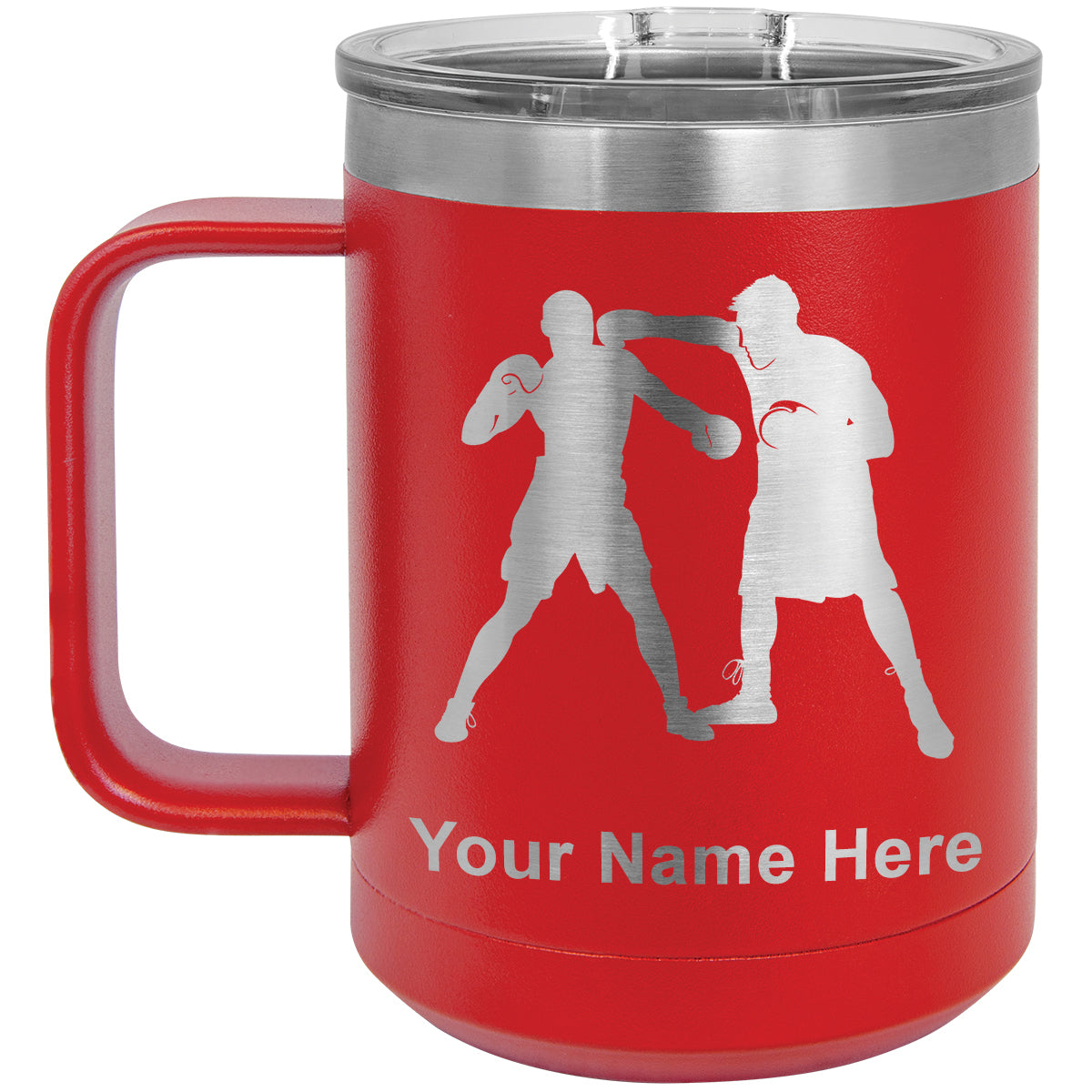 15oz Vacuum Insulated Coffee Mug, Boxers Boxing, Personalized Engraving Included