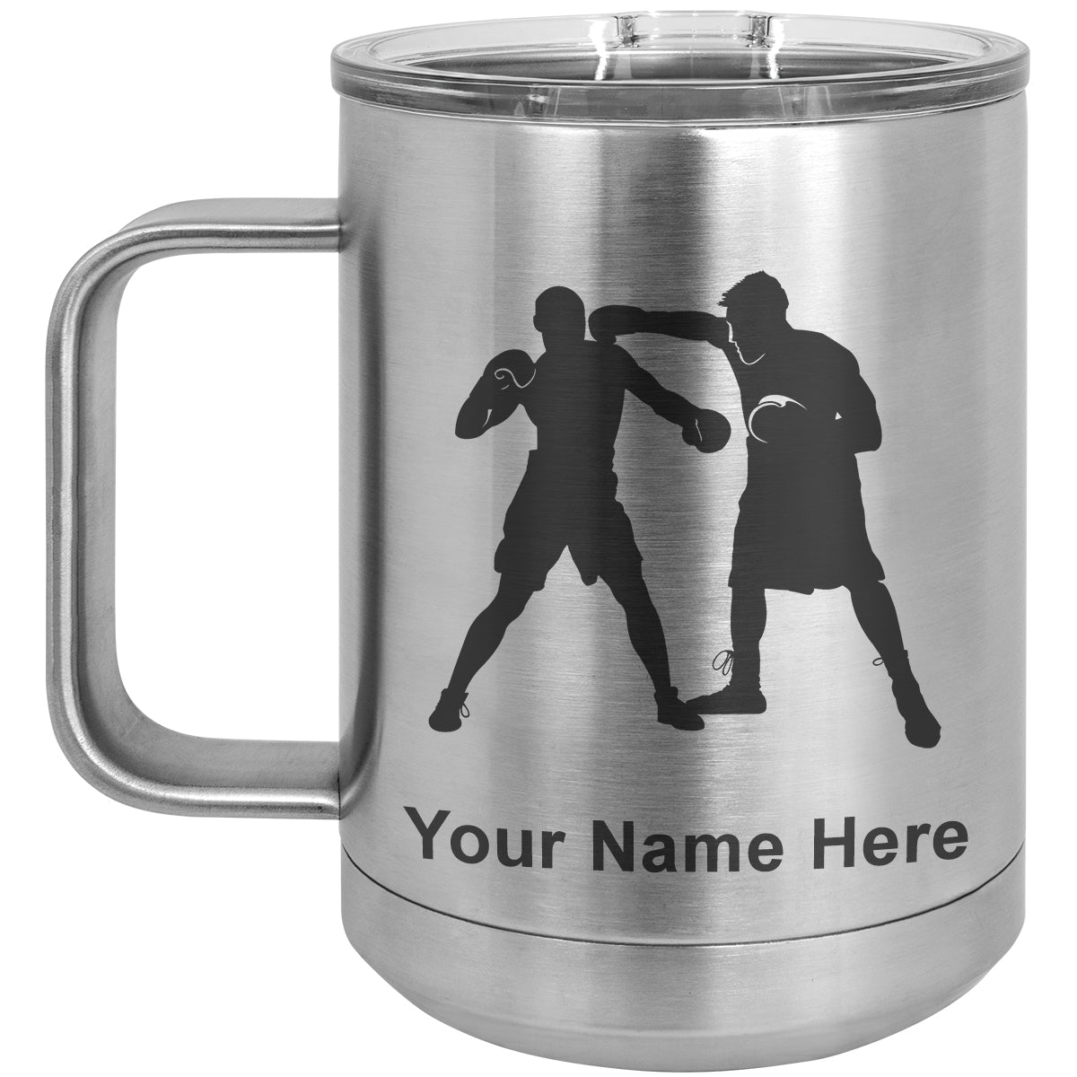 15oz Vacuum Insulated Coffee Mug, Boxers Boxing, Personalized Engraving Included