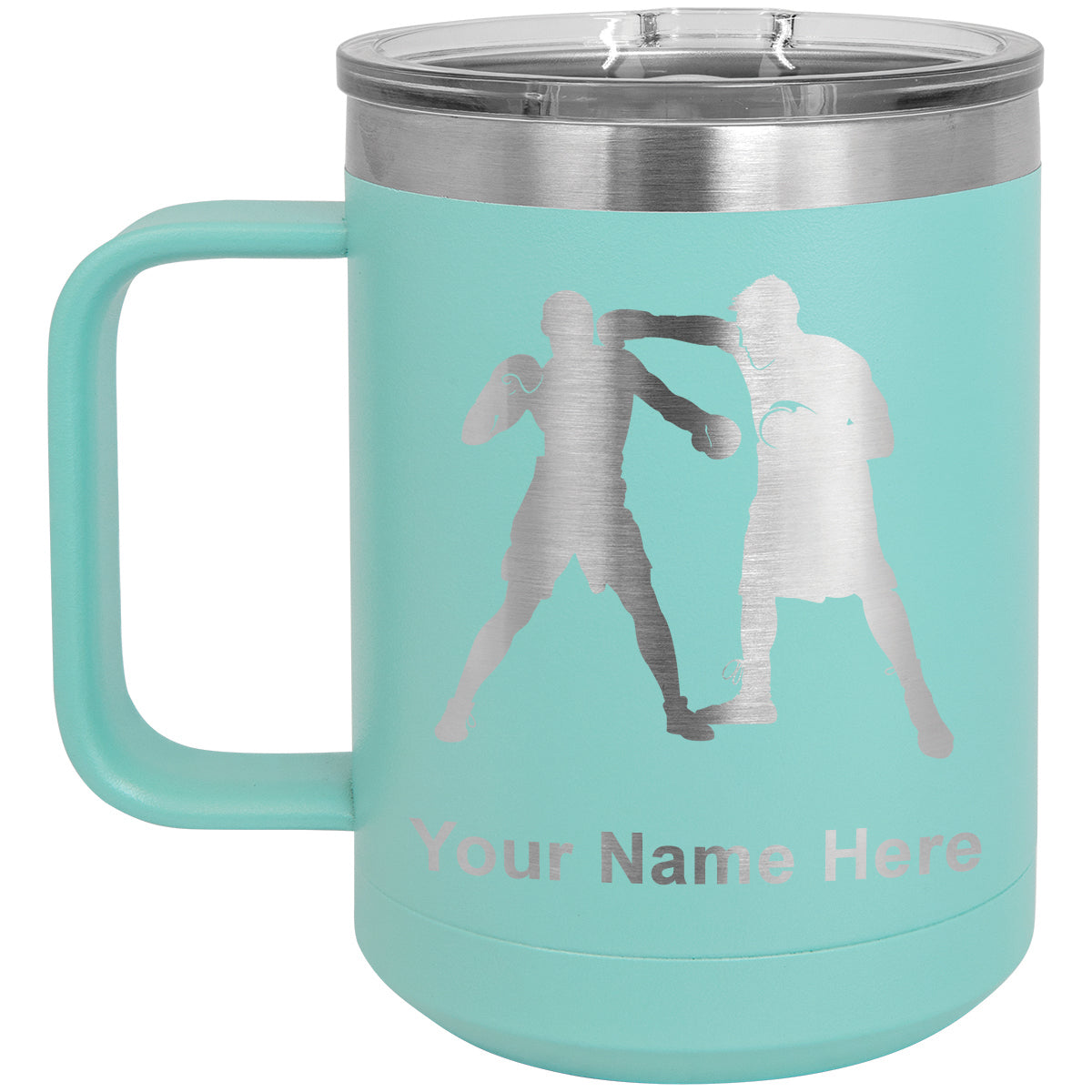 15oz Vacuum Insulated Coffee Mug, Boxers Boxing, Personalized Engraving Included
