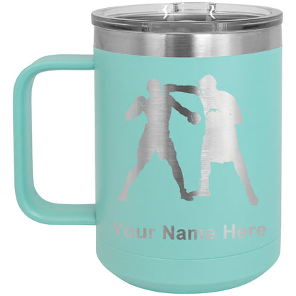 15oz Vacuum Insulated Coffee Mug, Boxers Boxing, Personalized Engraving Included