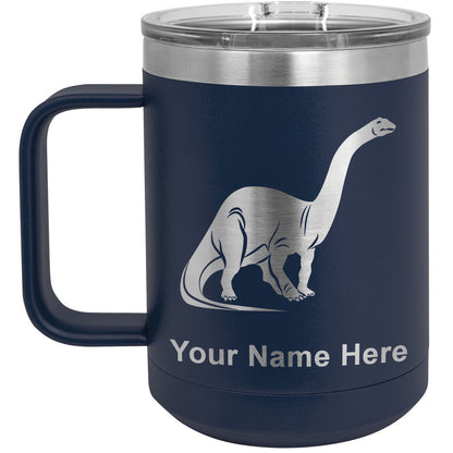15oz Vacuum Insulated Coffee Mug, Brontosaurus Dinosaur, Personalized Engraving Included