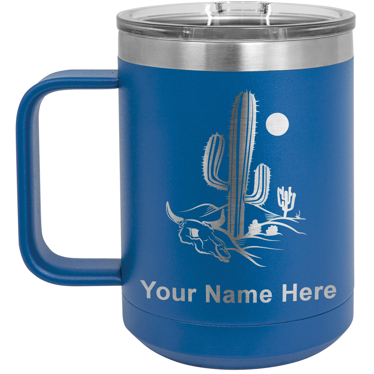 15oz Vacuum Insulated Coffee Mug, Cactus, Personalized Engraving Included