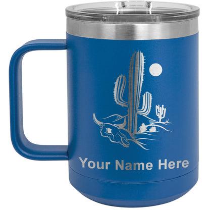 15oz Vacuum Insulated Coffee Mug, Cactus, Personalized Engraving Included