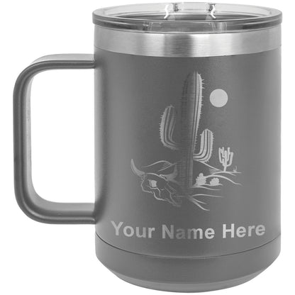 15oz Vacuum Insulated Coffee Mug, Cactus, Personalized Engraving Included