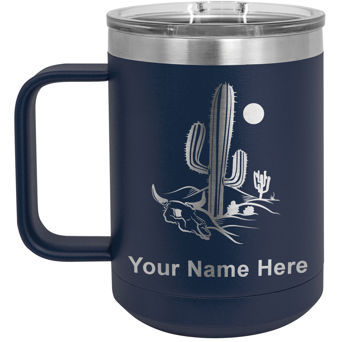 15oz Vacuum Insulated Coffee Mug, Cactus, Personalized Engraving Included