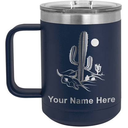 15oz Vacuum Insulated Coffee Mug, Cactus, Personalized Engraving Included