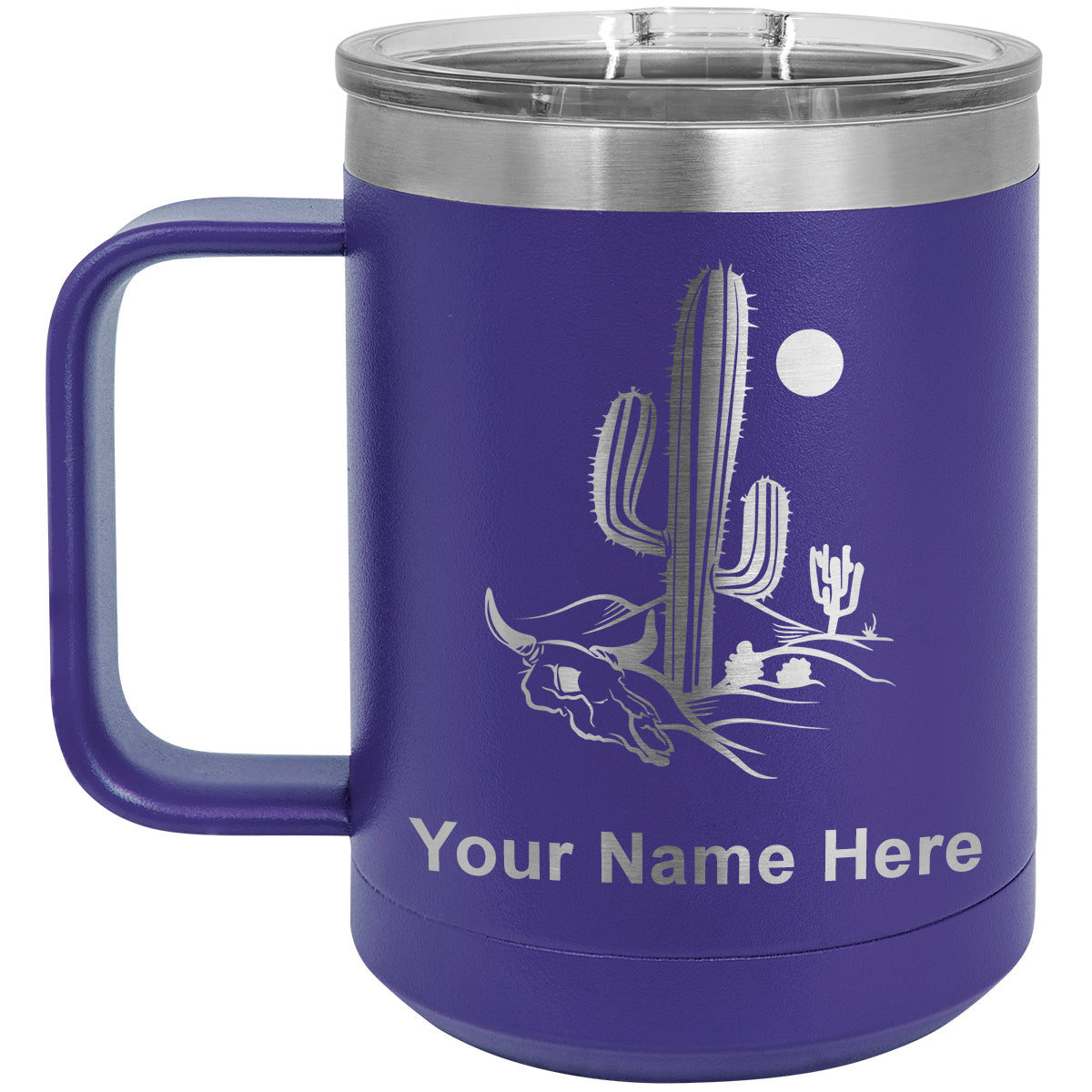 15oz Vacuum Insulated Coffee Mug, Cactus, Personalized Engraving Included