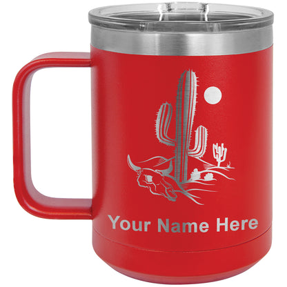 15oz Vacuum Insulated Coffee Mug, Cactus, Personalized Engraving Included