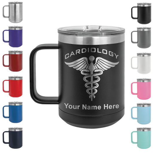15oz Vacuum Insulated Coffee Mug, Cardiology, Personalized Engraving Included