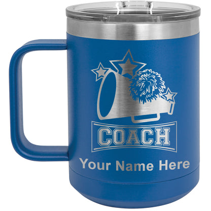 15oz Vacuum Insulated Coffee Mug, Cheerleading Coach, Personalized Engraving Included