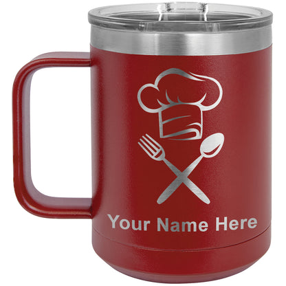 15oz Vacuum Insulated Coffee Mug, Chef Hat, Personalized Engraving Included