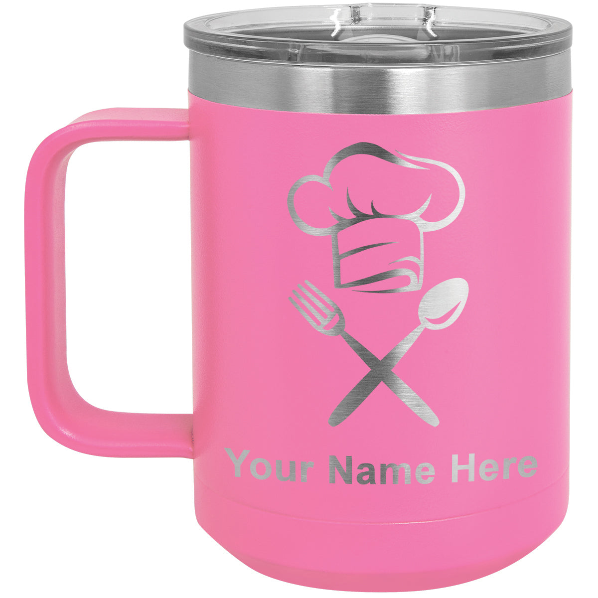 15oz Vacuum Insulated Coffee Mug, Chef Hat, Personalized Engraving Included