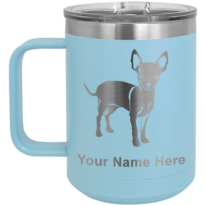 15oz Vacuum Insulated Coffee Mug, Chihuahua Dog, Personalized Engraving Included