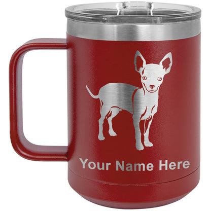 15oz Vacuum Insulated Coffee Mug, Chihuahua Dog, Personalized Engraving Included