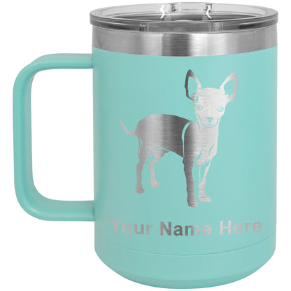 15oz Vacuum Insulated Coffee Mug, Chihuahua Dog, Personalized Engraving Included