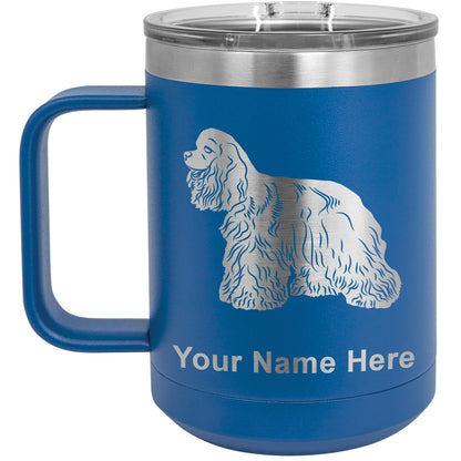 15oz Vacuum Insulated Coffee Mug, Cocker Spaniel Dog, Personalized Engraving Included