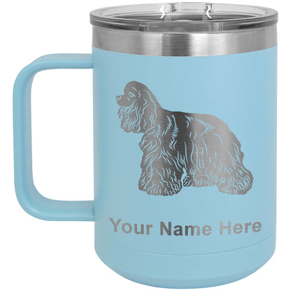15oz Vacuum Insulated Coffee Mug, Cocker Spaniel Dog, Personalized Engraving Included