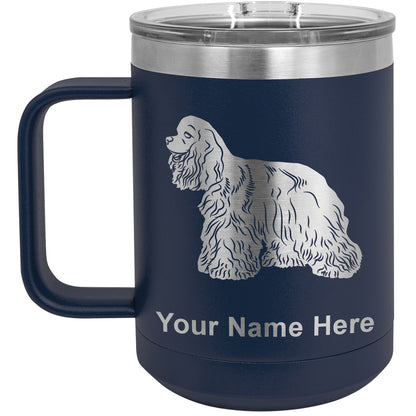 15oz Vacuum Insulated Coffee Mug, Cocker Spaniel Dog, Personalized Engraving Included