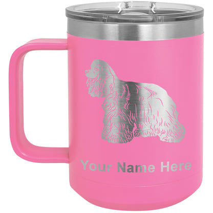 15oz Vacuum Insulated Coffee Mug, Cocker Spaniel Dog, Personalized Engraving Included