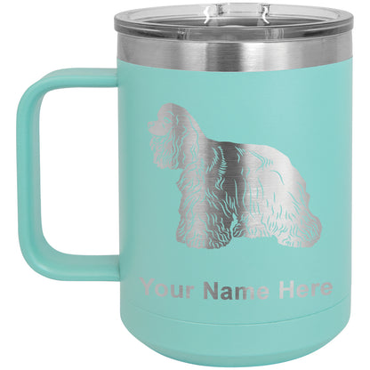 15oz Vacuum Insulated Coffee Mug, Cocker Spaniel Dog, Personalized Engraving Included