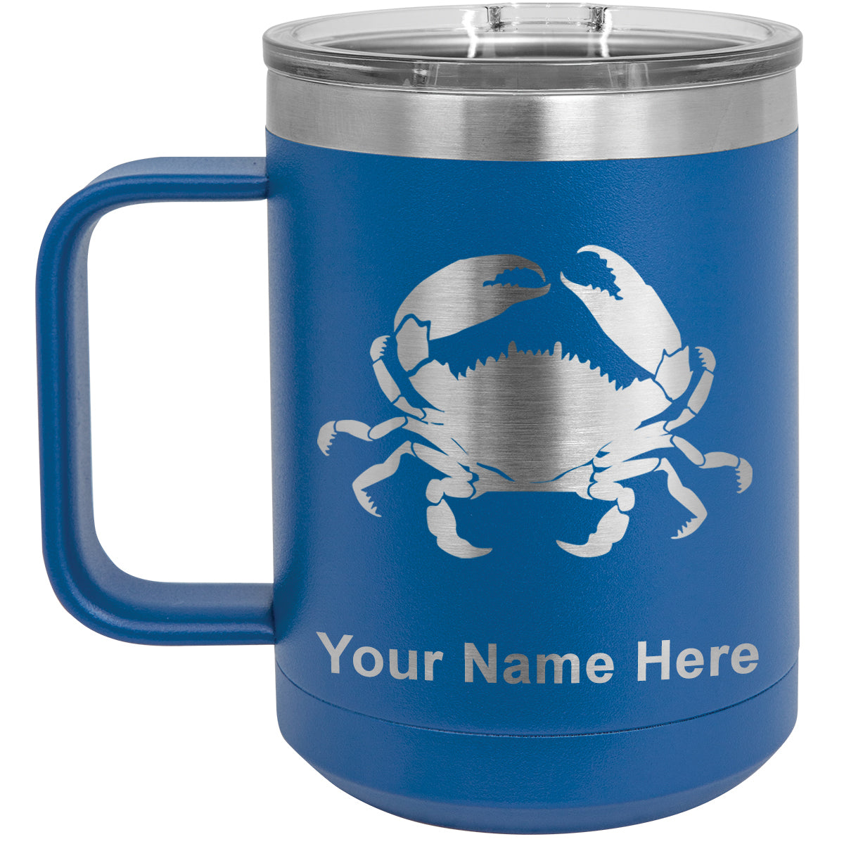 15oz Vacuum Insulated Coffee Mug, Crab, Personalized Engraving Included