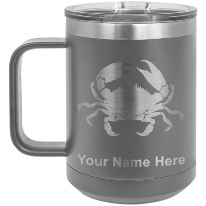15oz Vacuum Insulated Coffee Mug, Crab, Personalized Engraving Included