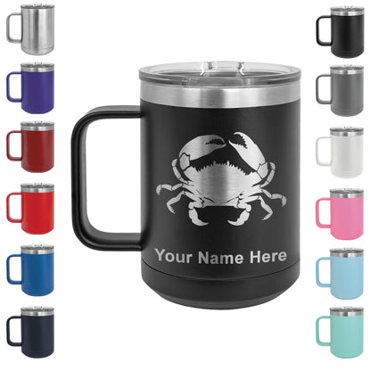 15oz Vacuum Insulated Coffee Mug, Crab, Personalized Engraving Included