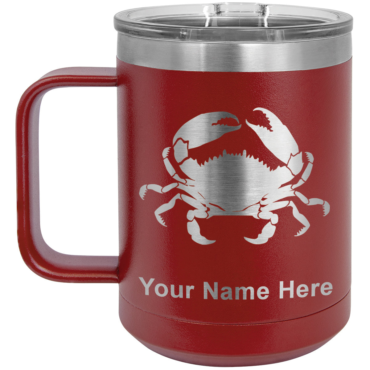 15oz Vacuum Insulated Coffee Mug, Crab, Personalized Engraving Included