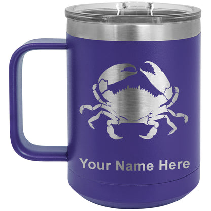 15oz Vacuum Insulated Coffee Mug, Crab, Personalized Engraving Included