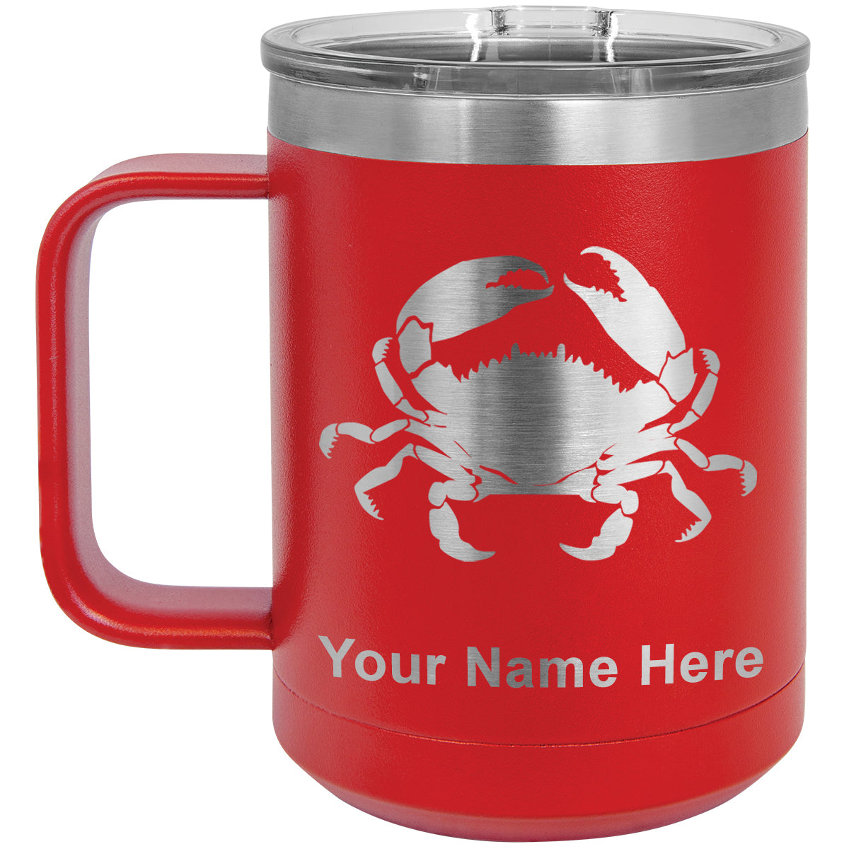 15oz Vacuum Insulated Coffee Mug, Crab, Personalized Engraving Included