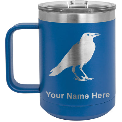 15oz Vacuum Insulated Coffee Mug, Crow, Personalized Engraving Included