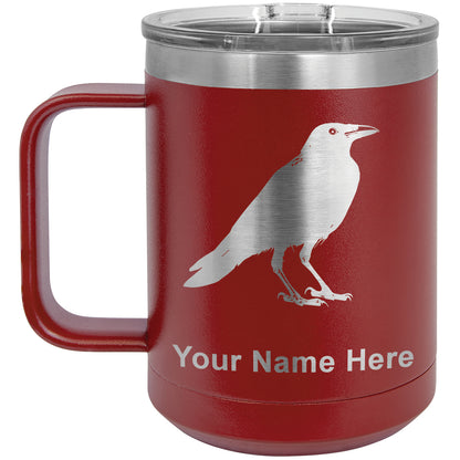 15oz Vacuum Insulated Coffee Mug, Crow, Personalized Engraving Included