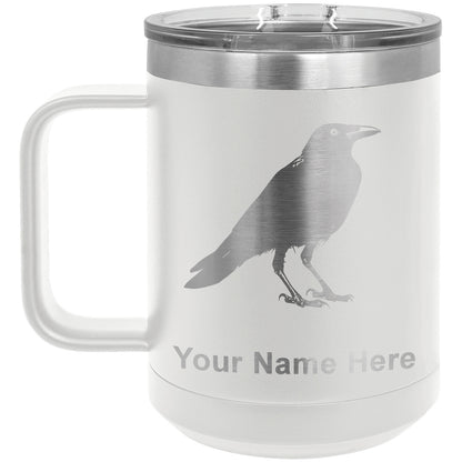 15oz Vacuum Insulated Coffee Mug, Crow, Personalized Engraving Included